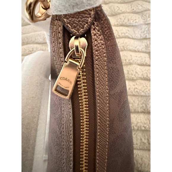 Coach Aria Shoulder Bag Metallic Signature Copper Canvas Leather Hobo CCL27 NEW - Picture 8 of 12